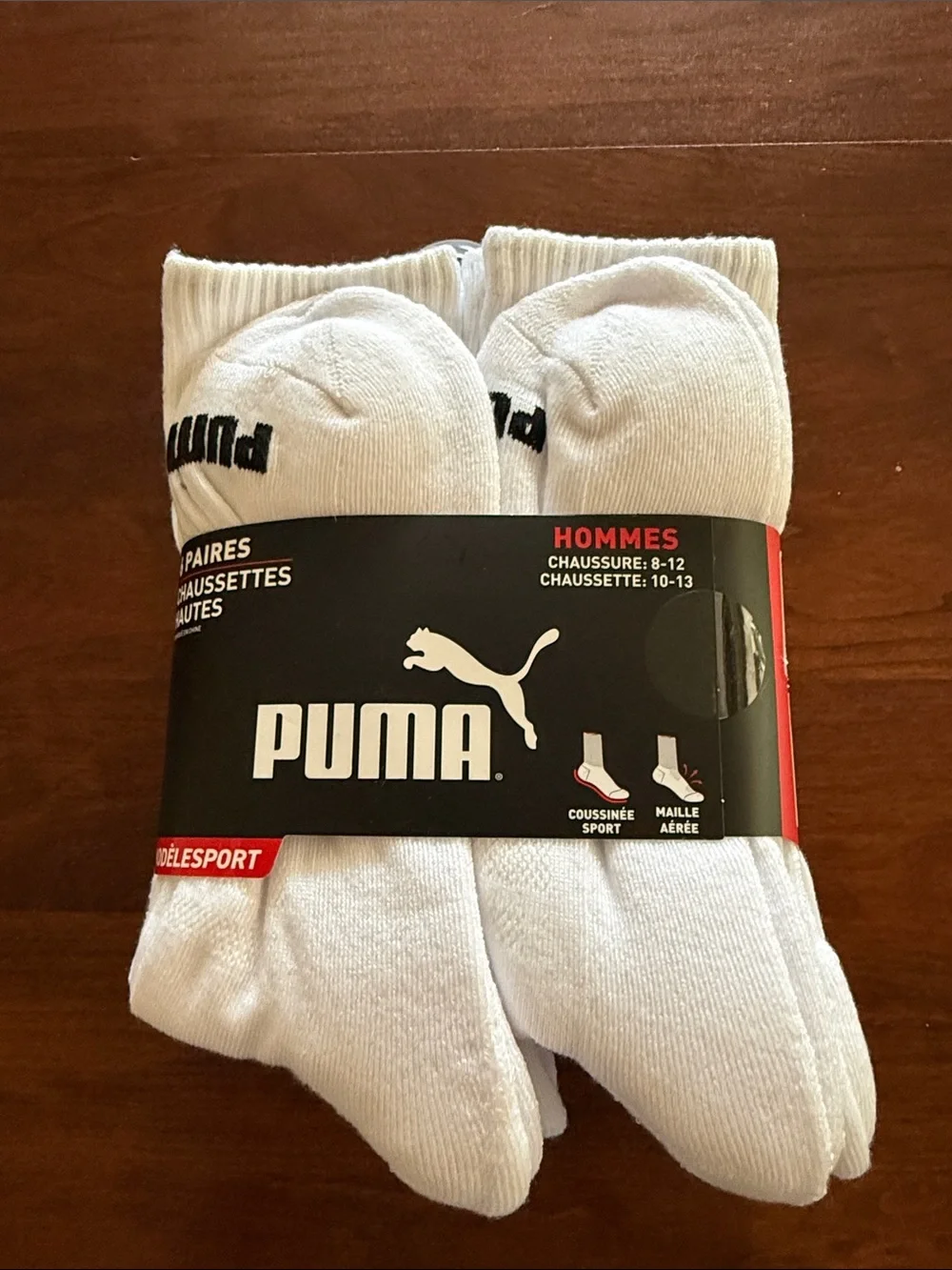 Puma White Men’s Crew Athletic Socks - 6 Pack men’s shoe size 8-12 NWT